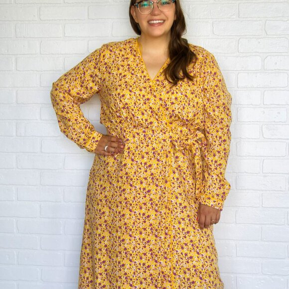 NWT Time and Tru ~ Yellow and Purple Floral Dress ~ Size XL - Picture 4 of 9